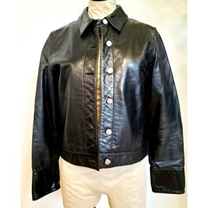 Genuine Leather Black Jacket by Banana Republic